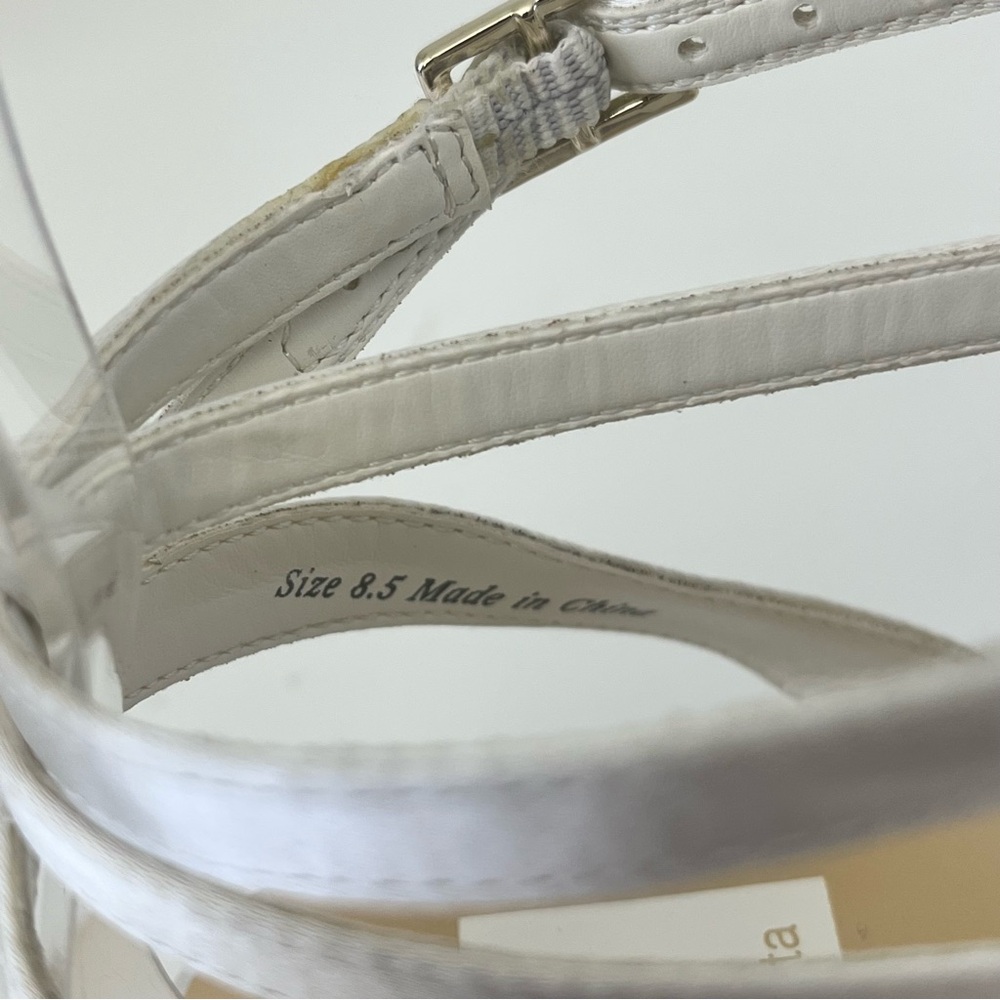 Dolce Vita White Satin Pearl Strappy Flat Sandals Bridal Wedding Size 8.5 - Picture 11 of 13